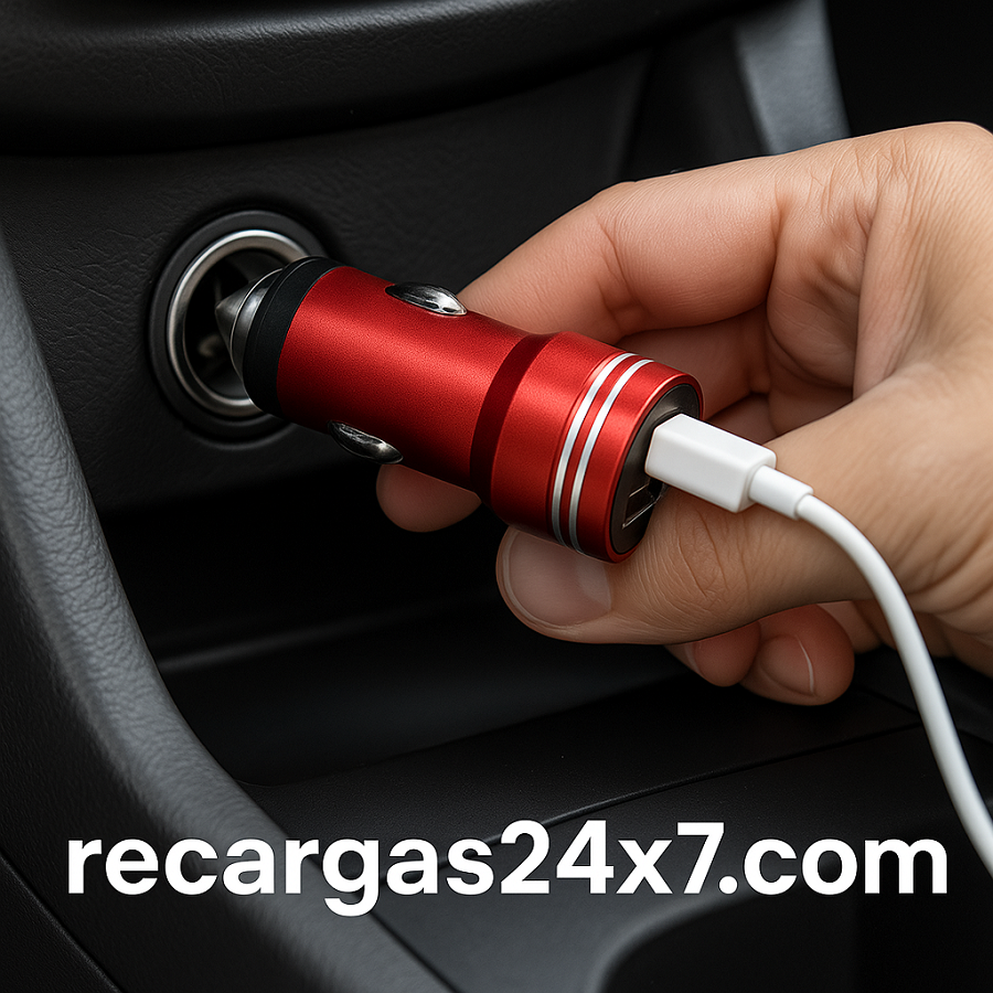 CARGADOR PUNTA METALICA CON 2 PUERTOS 1A Y 2A PARA CARRO