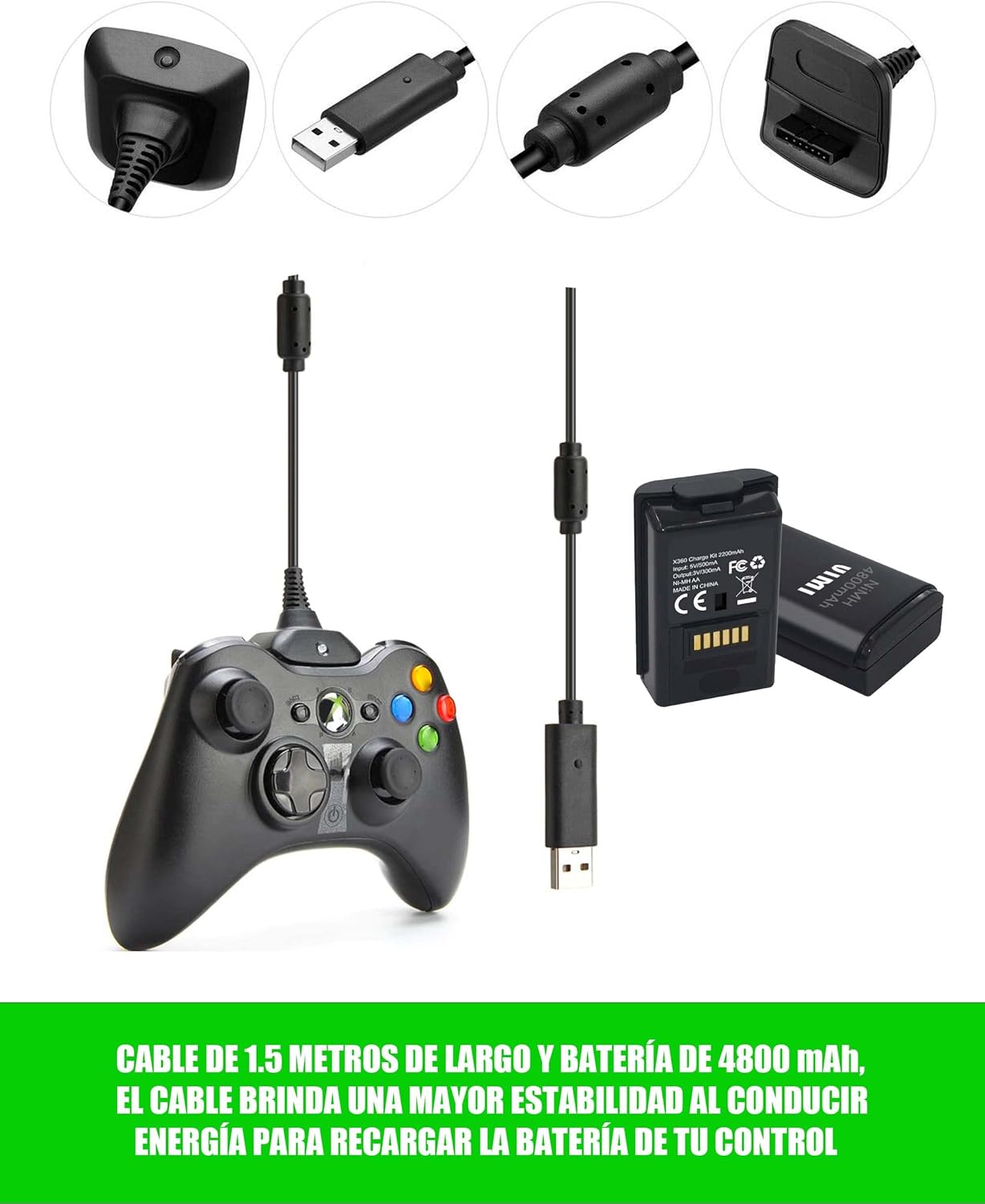 KIT CARGA Y JUEGA PARA CONTROL XBOX 360