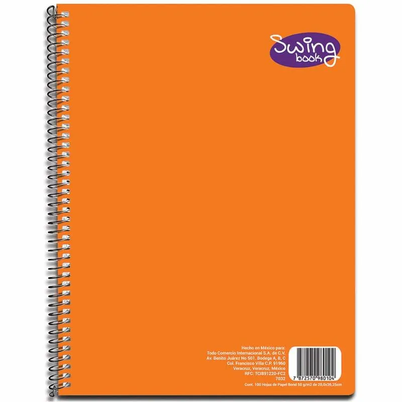 CUADERNO/LIBRETA ESPIRAL DE 100 HOJAS CUADRO 5 MM