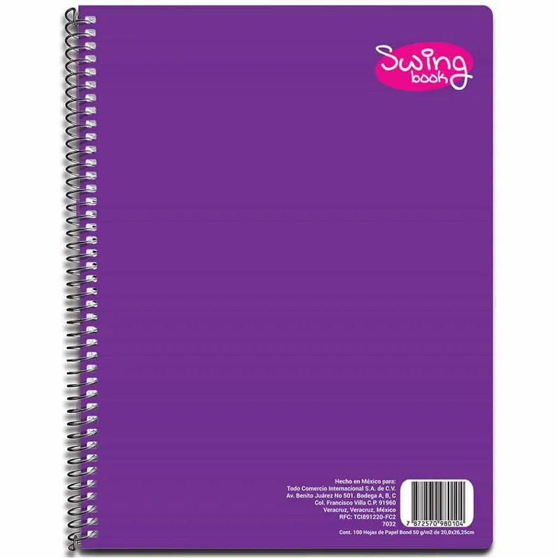 CUADERNO/LIBRETA ESPIRAL DE 100 HOJAS BLANCO SWING