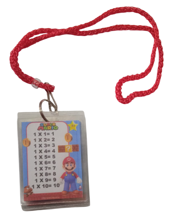 LLAVERO TABLAS DE MULTIPLICAR MARIO BROS