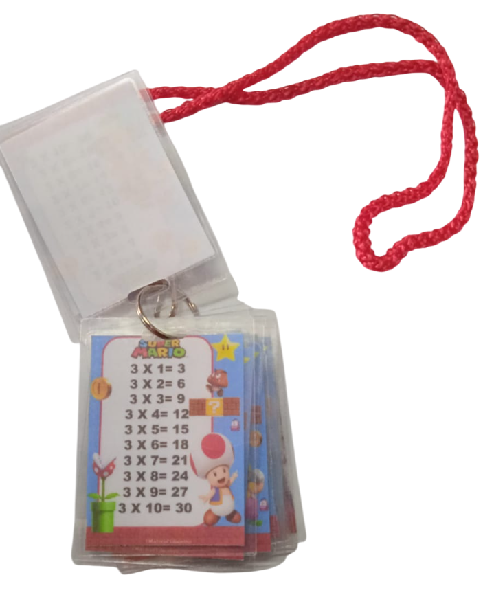 LLAVERO TABLAS DE MULTIPLICAR MARIO BROS