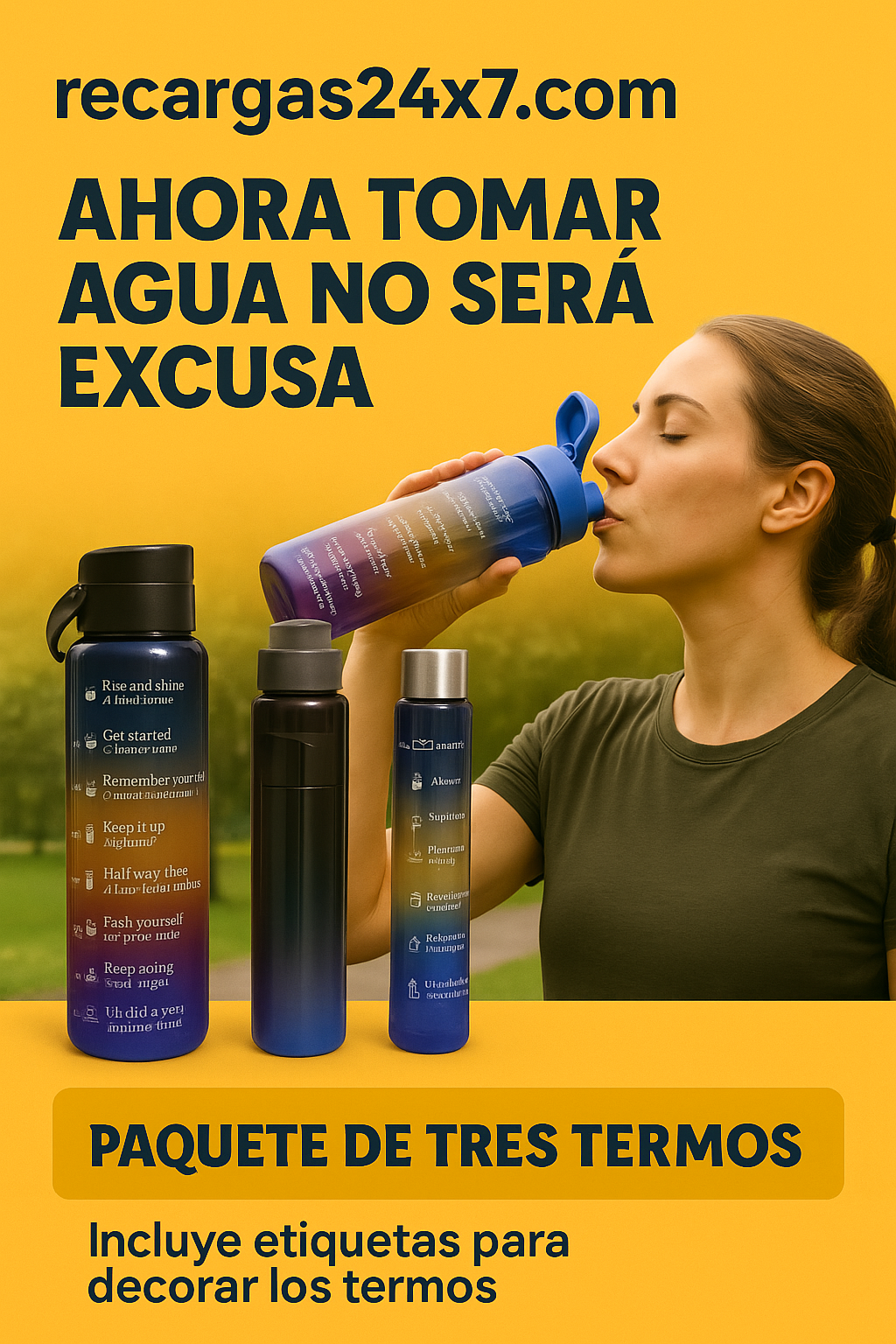 PAQUETE DE TERMOS COLORES METALICOS CHICO MEDIANO GRANDE