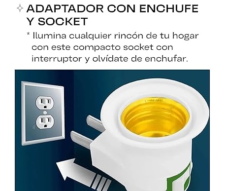 ADAPTADOR ENCHUFE SOCKET CON CLAVIJA APAGADOR 110V