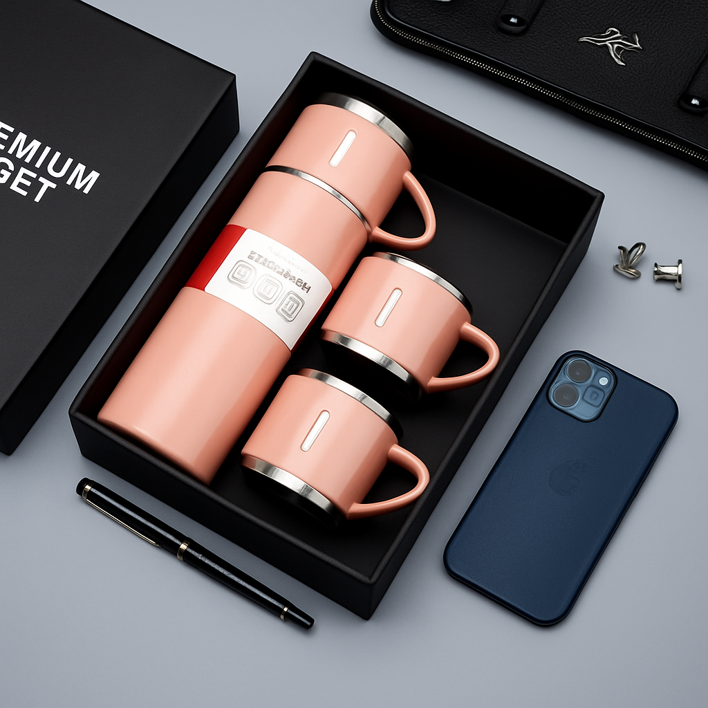 TERMO CON TAZA INCLUIDA PARA TÉ Y CAFÉ DE ACERO INOXIDABLE DE 500 ML CON TAZAS