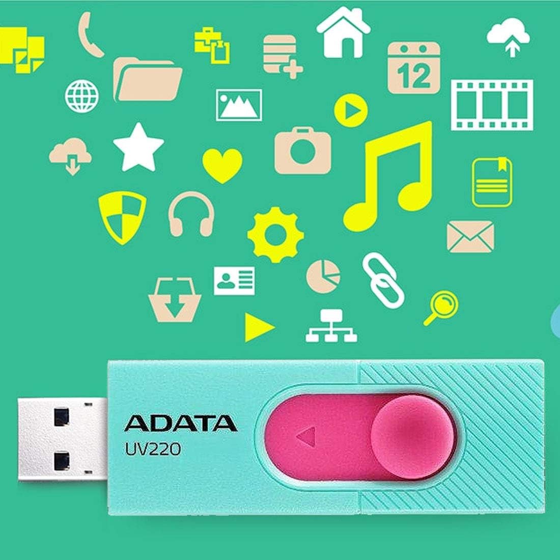 MEMORIA USB 32 GB UV220 ADATA TURQUESA ROSA