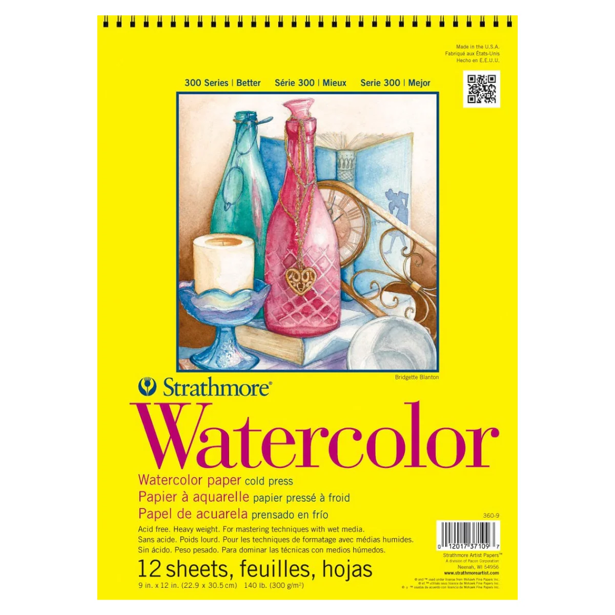 BLOCK CUADERNO DIBUJO STRATHMORE ACUARELA SERIE 300 12 HOJAS