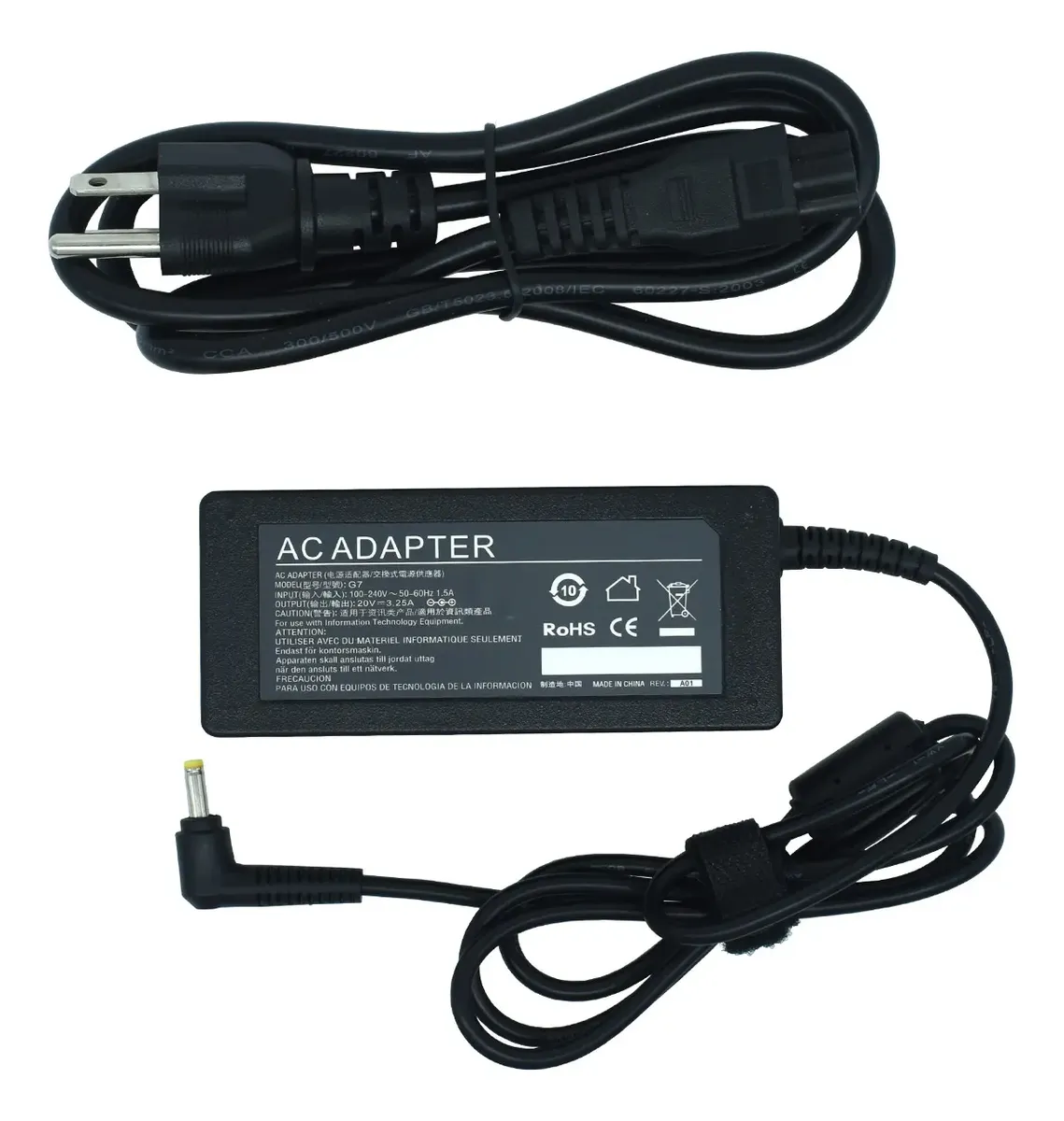 CARGADOR PARA LAPTOP LENOVO 20V/3.25A 65W PUNTA 4.0x1.7MM